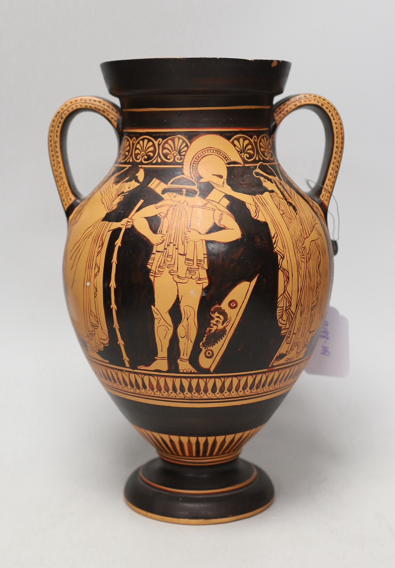 A Grecian style pottery amphora vase, 30cm